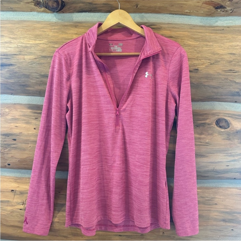 Under Armor Heat Gear 1/4 Zip Pink Long Sleeve